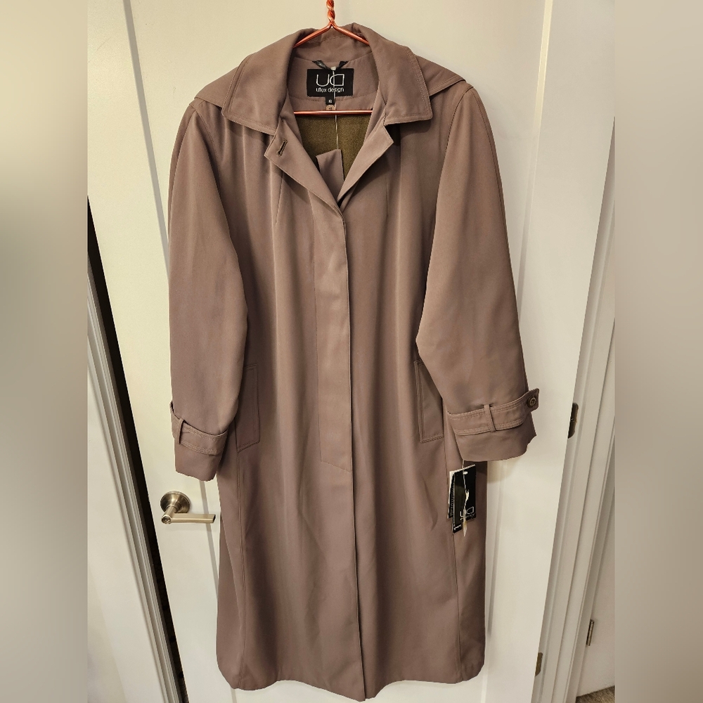 Vintage - NWT Utex Design - Removable Lining Dark Mauve Trench Coat - Size 16